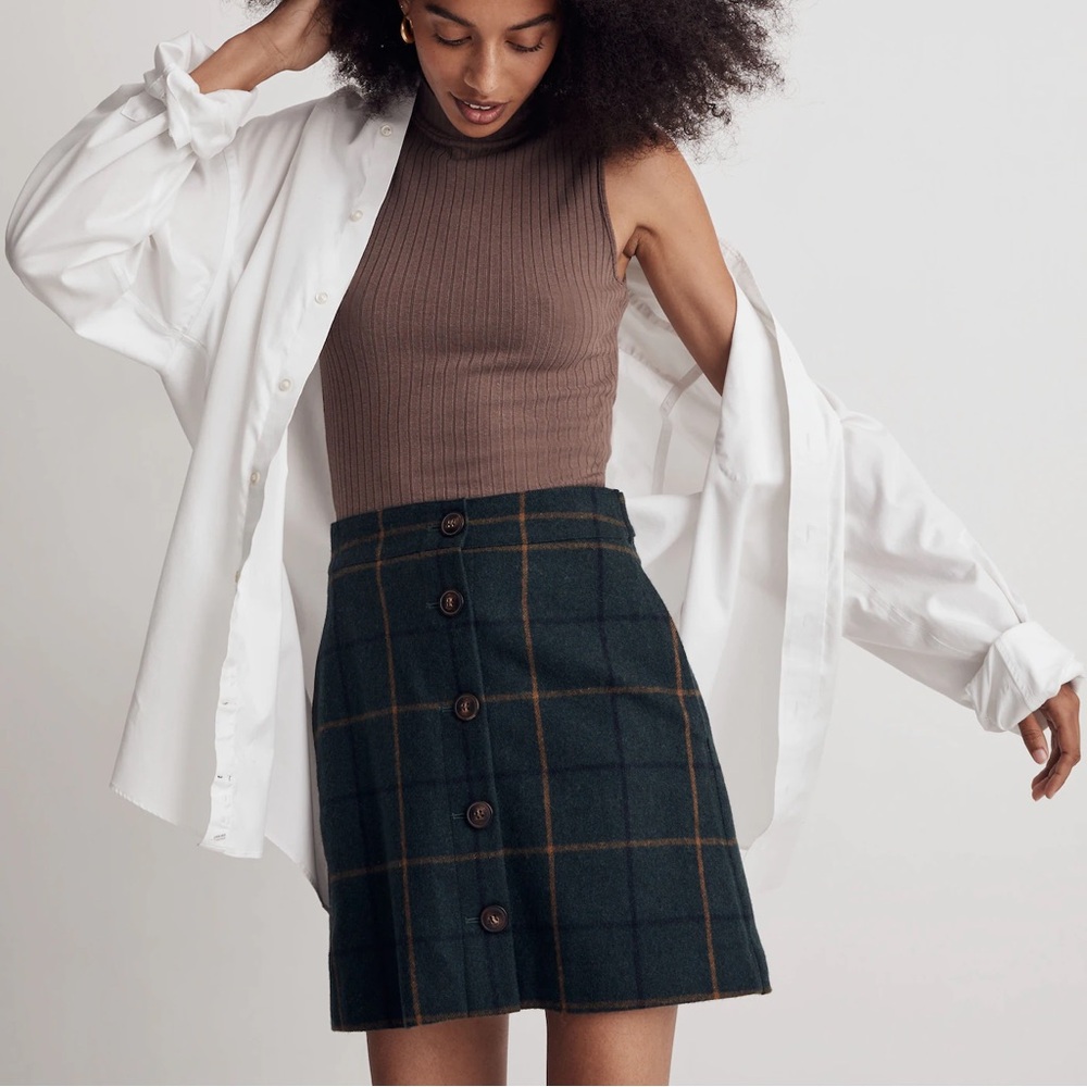 Like New Madewell Wool Button-Front Mini Skirt